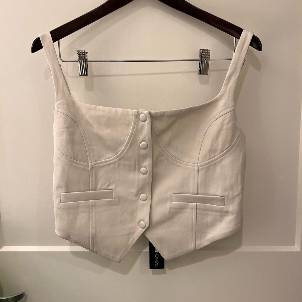 Fashion Nova White Sleeveless Bustier Blouse